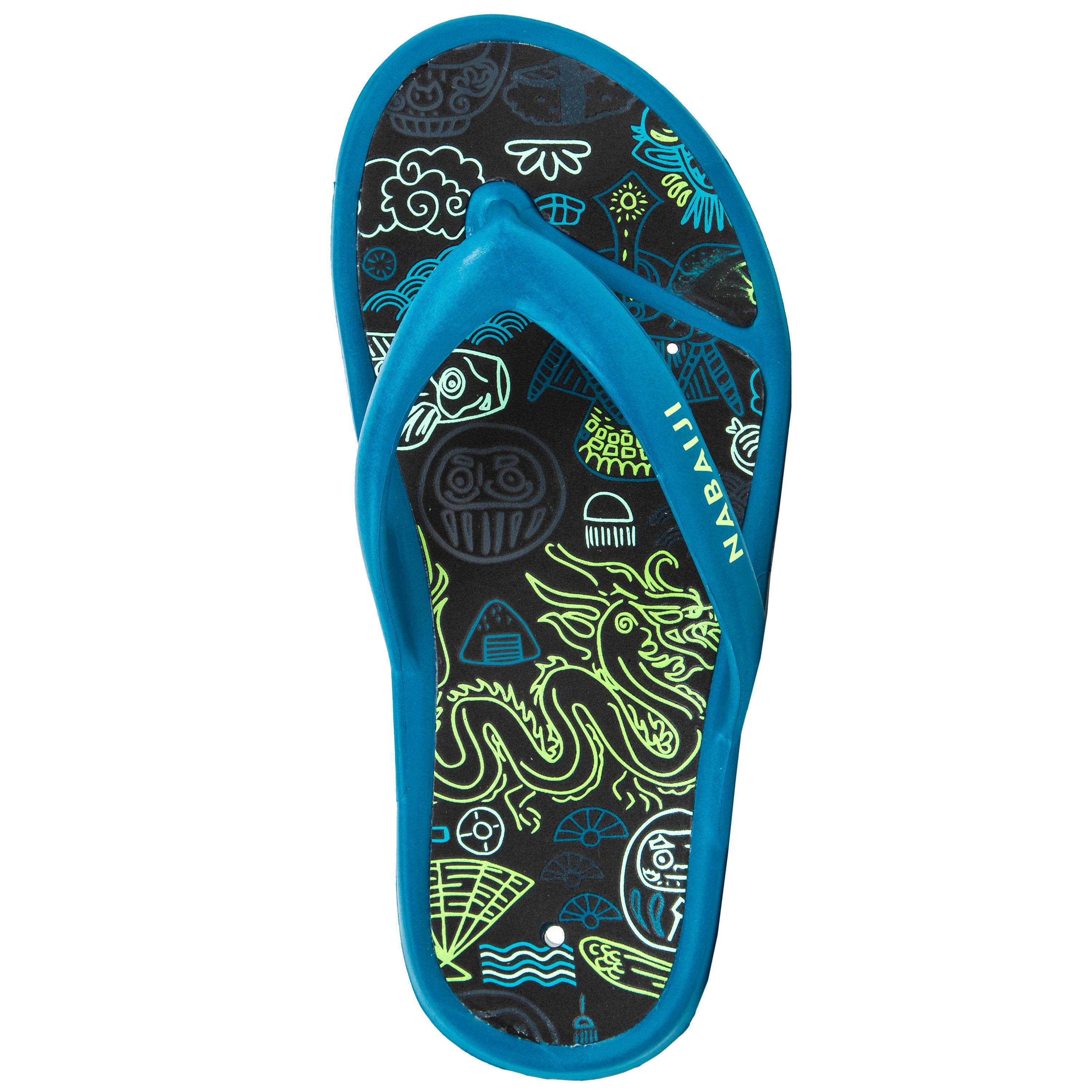 Kids Pool Flip-flops Tonga 500 Print- City Blue 2/5