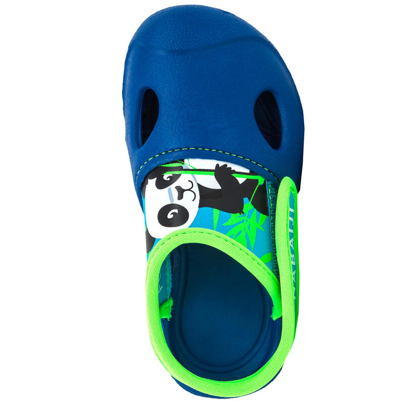 Fiú uszodai papucs Clog 500, Panda minta, kék 