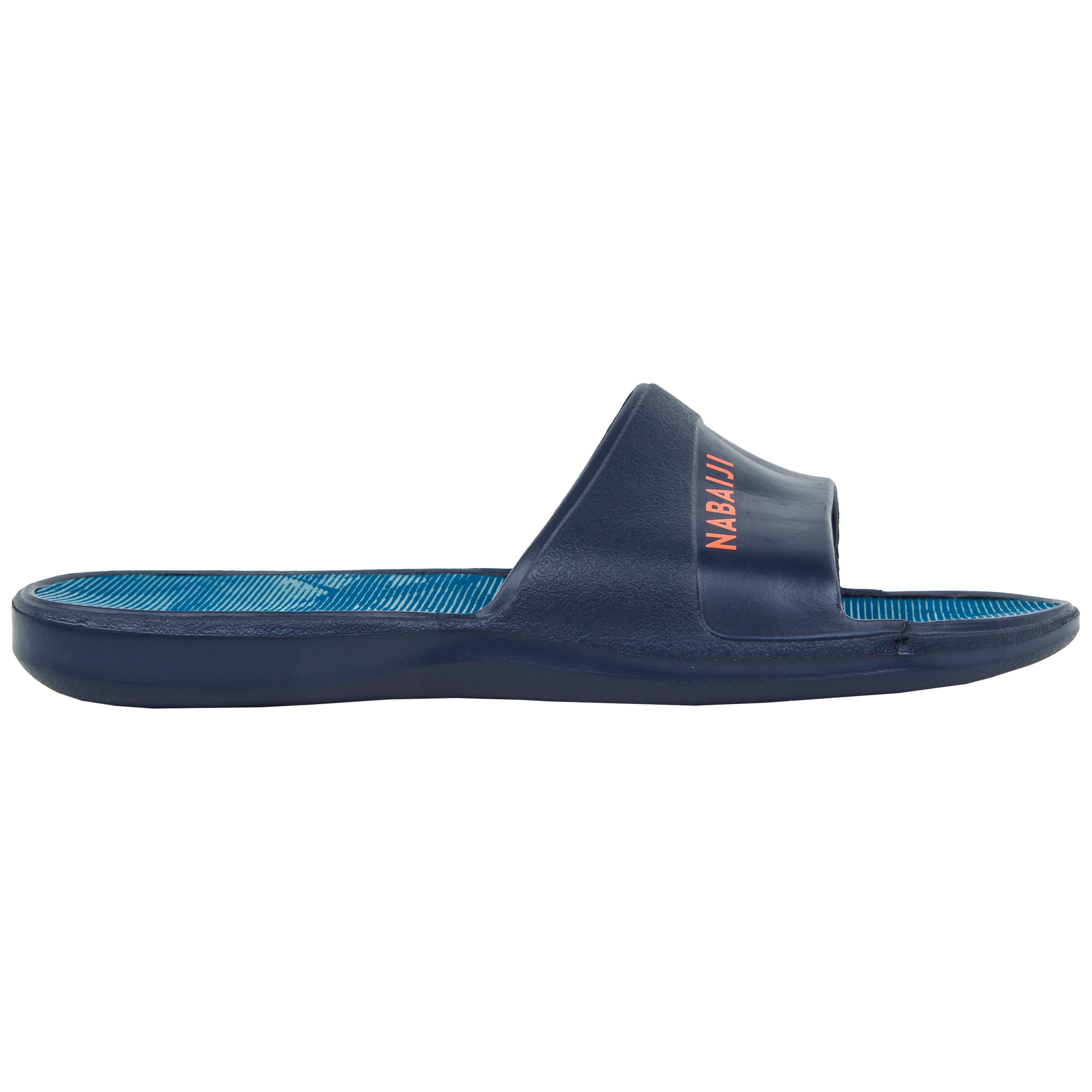 Kids Pool Sandals Slap 500 Navy Blue PRINT 4/5