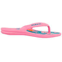 Kids Pool Flip-flops- Tonga 500 Print- Beach Pink