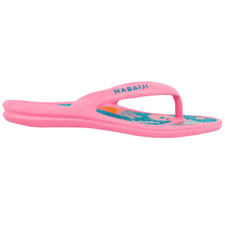 Kids Pool Flip-flops- Tonga 500 Print- Beach Pink