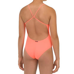 MAILLOT DE BAIN 1 PIECE FILLE 100 CORAIL