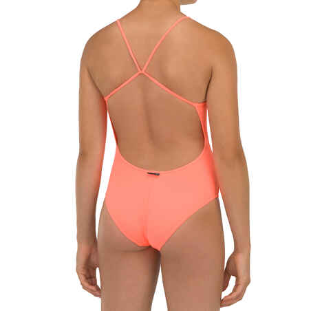 GIRL'S ONE-PIECE SWIMSUIT 100 CORAL