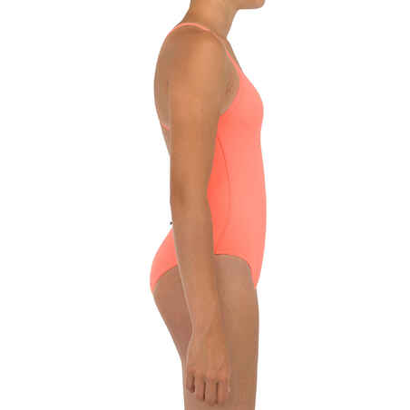 GIRL'S ONE-PIECE SWIMSUIT 100 CORAL