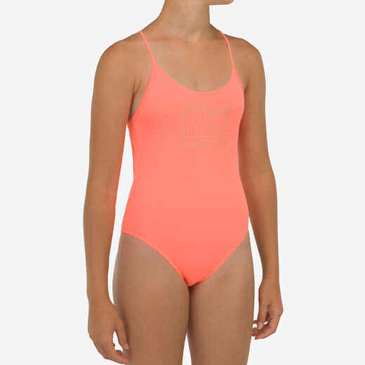 
      MAILLOT DE BAIN 1 PIECE FILLE 100 CORAIL
  