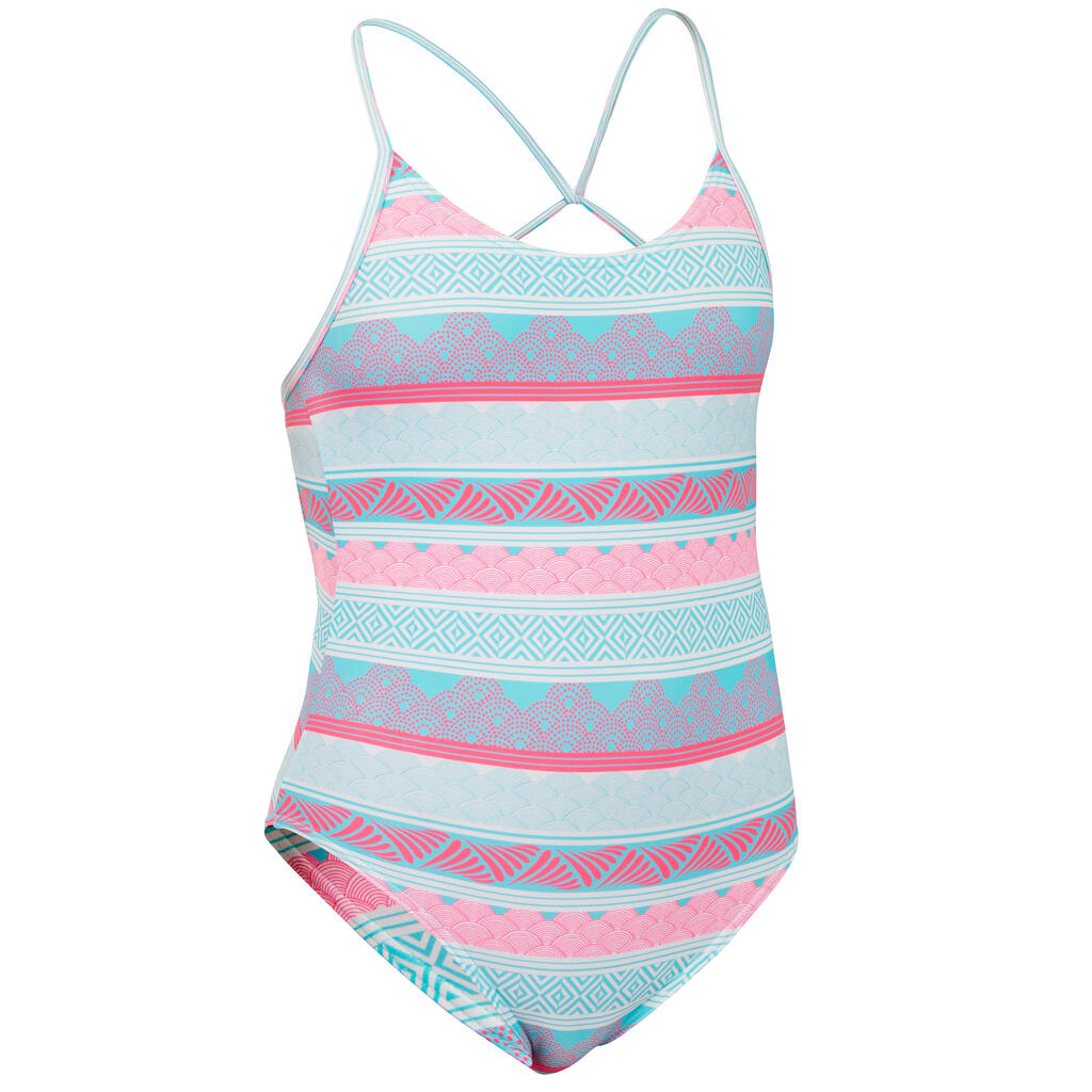 MAILLOT DE BAIN 1 PIECE FILLE 100 TURQUOISE COCO