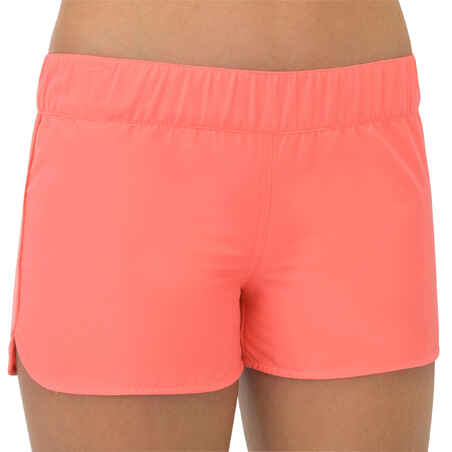 GIRL'S SURF SWIMSHORTS KINA 100 CORAL