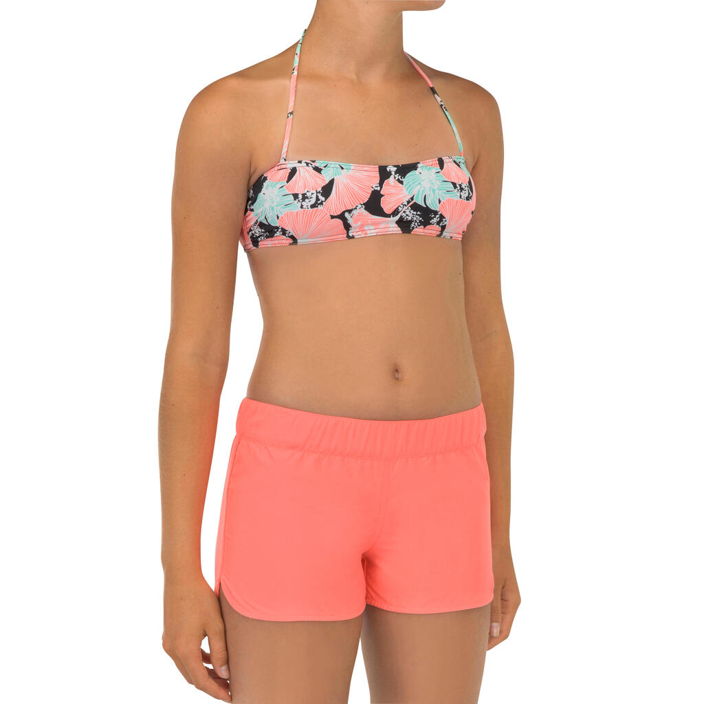 SHORT DE BAIN SURF FILLETTE CORAIL KINA 100