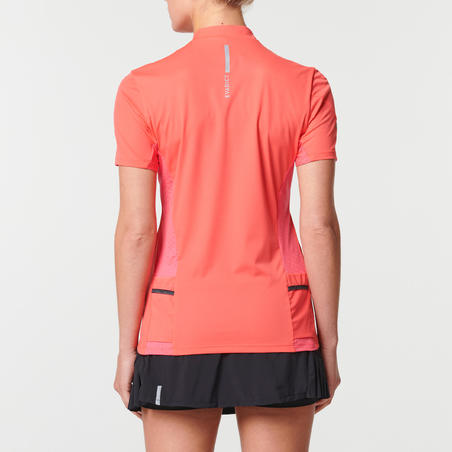 Tee shirt manches courtes trail running femme rose fraise