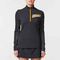 WOMEN'S LONG-SLEEVED TRAIL RUNNING ZIP JERSEY - BLACK/BRONZE