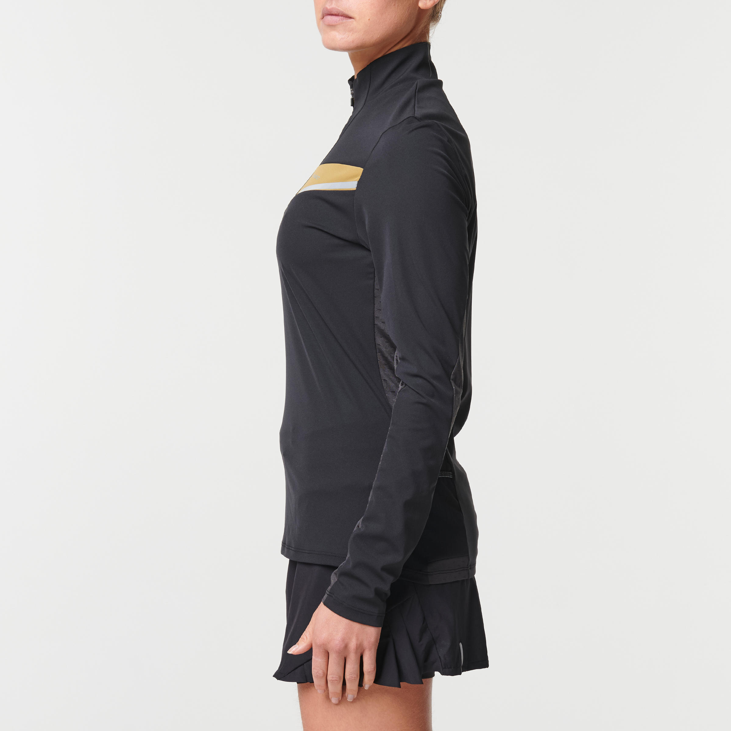 WOMEN'S LONG-SLEEVED TRAIL RUNNING ZIP JERSEY - BLACK/BRONZE 4/9