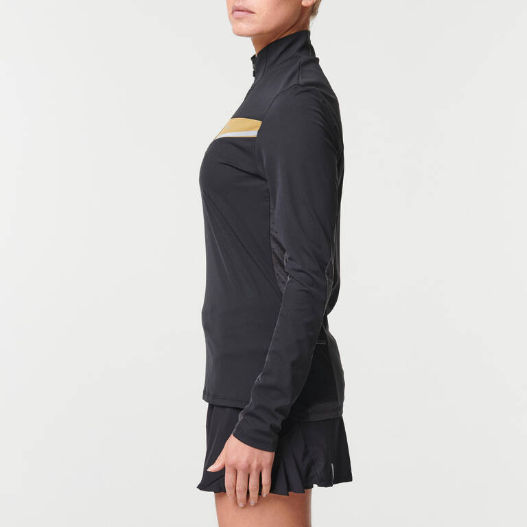 WOMEN'S LONG-SLEEVED TRAIL RUNNING ZIP JERSEY - BLACK/BRONZE