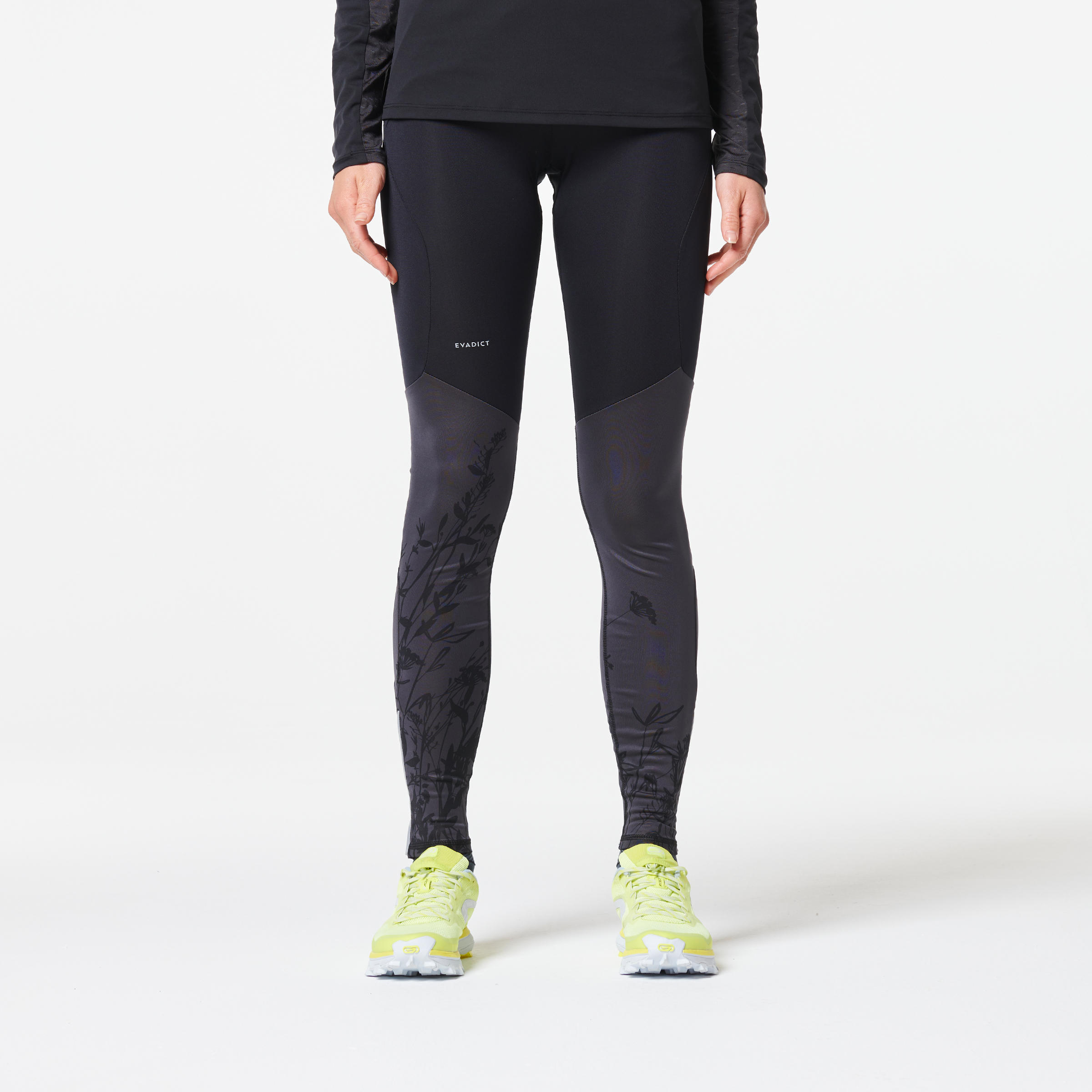 Polyester Female Decathlon Run Warm Womens Running Trousers  Black