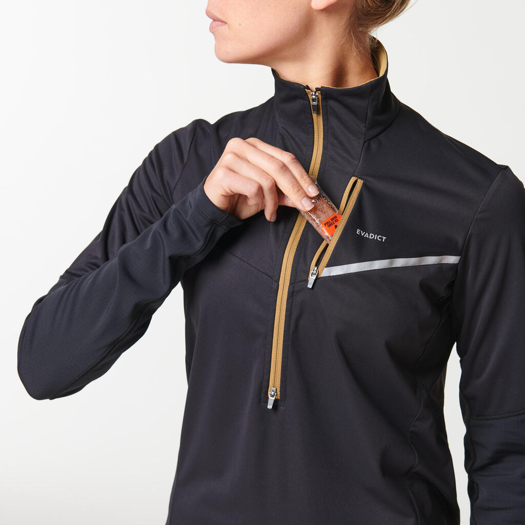 WOMEN'S TRAIL RUNNING LONG-SLEEVED SOFTSHELL JERSEY - GREY