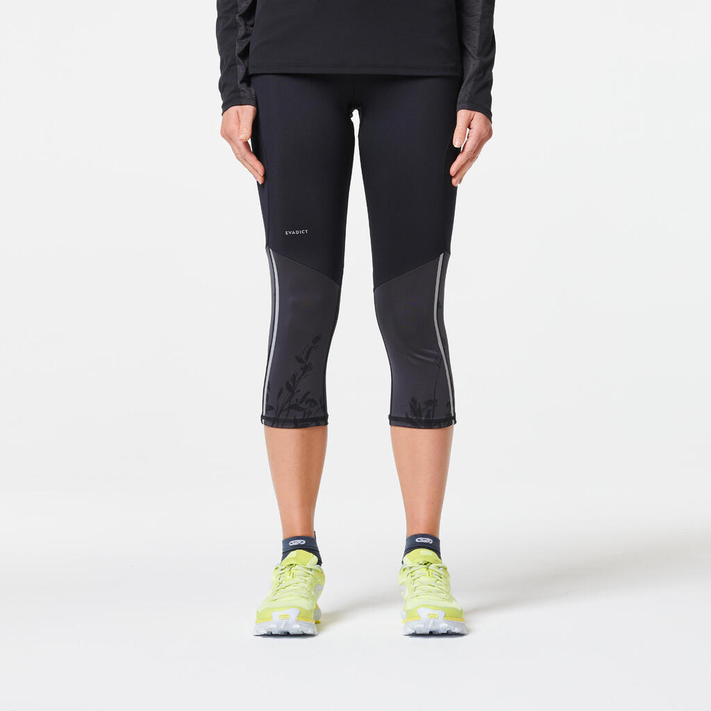 Women's Trail Running Cropped Bottoms - black bronze