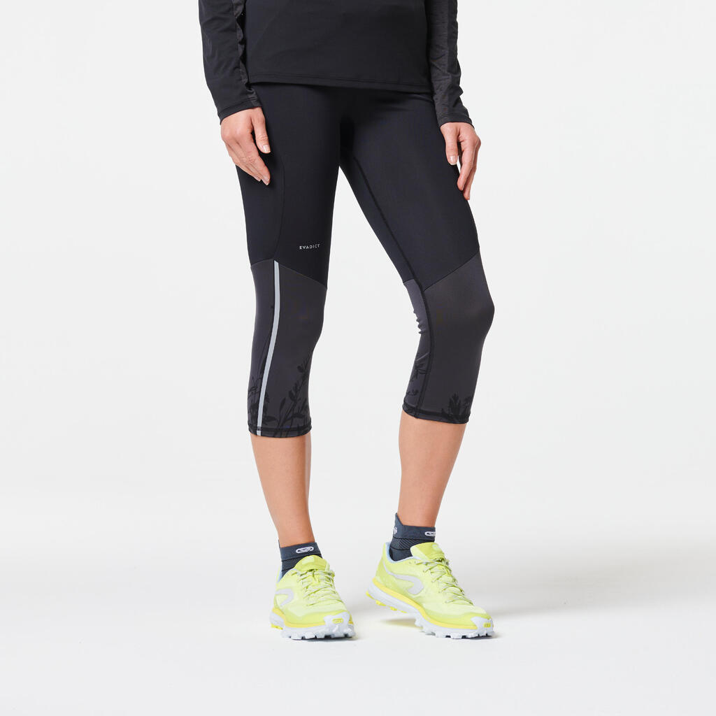 Women's Trail Running Cropped Bottoms - black bronze