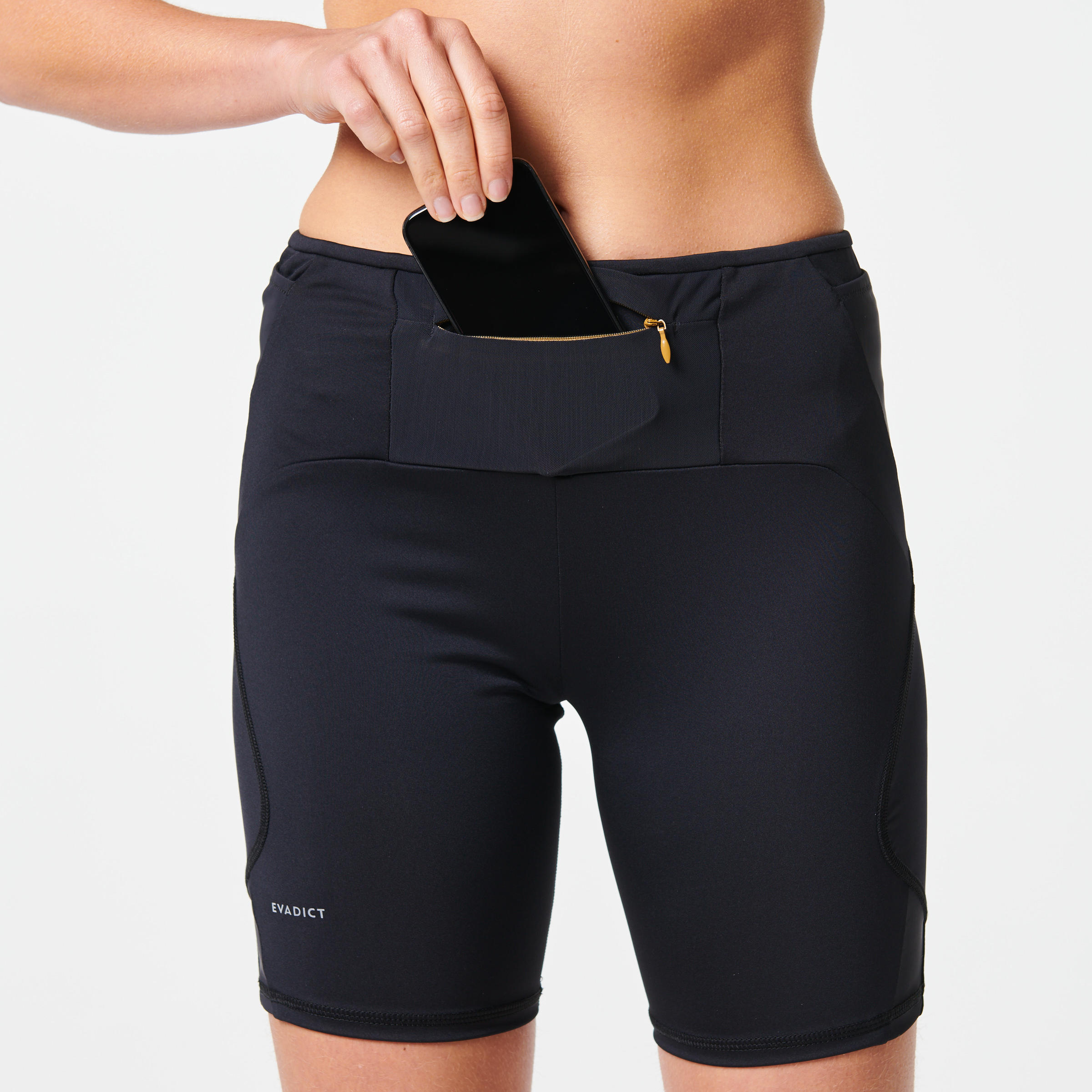 WOMEN'S TRAIL RUNNING TIGHT SHORTS - BLACK/BRONZE 7/20