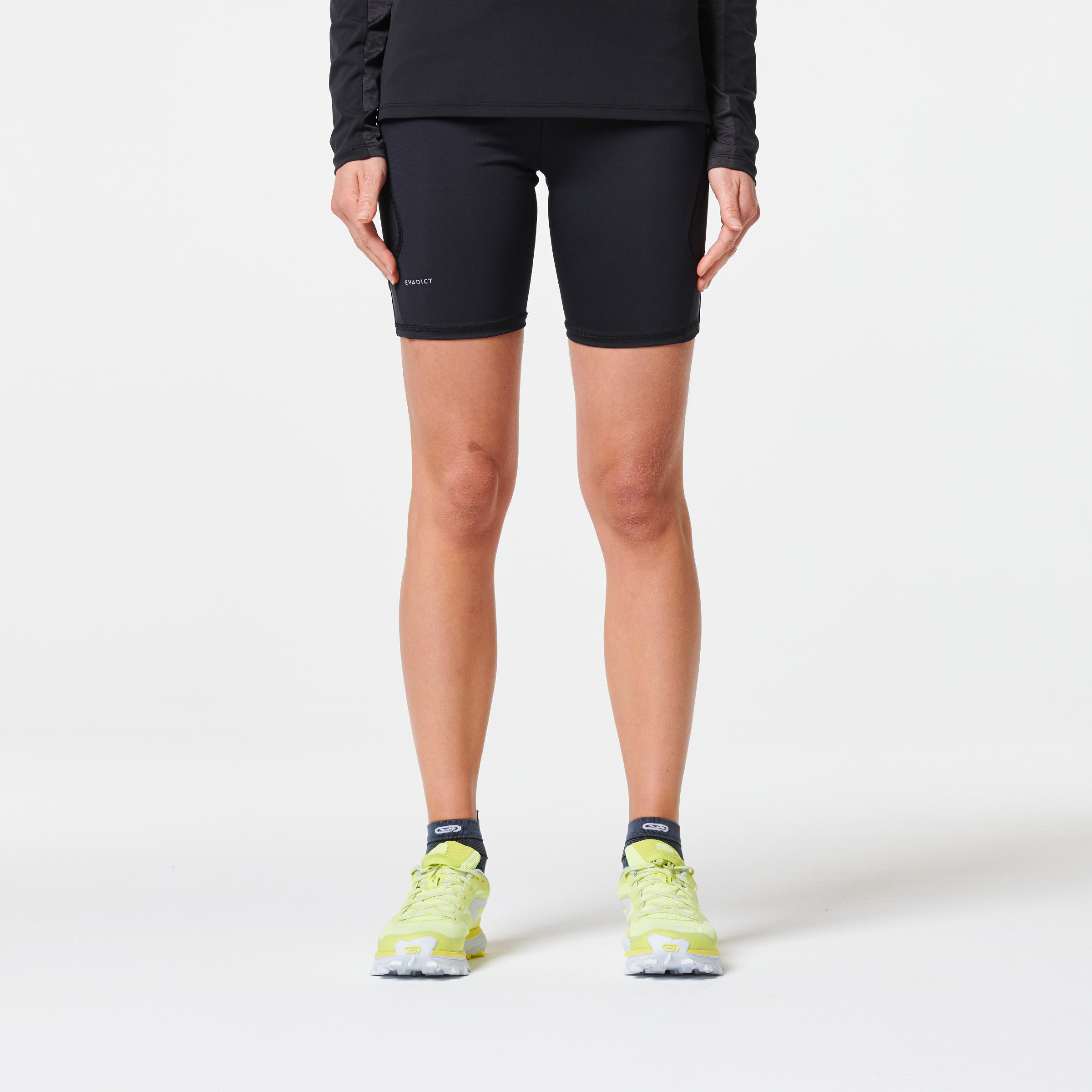 WOMEN'S TRAIL RUNNING TIGHT SHORTS - BLACK/BRONZE 4/20