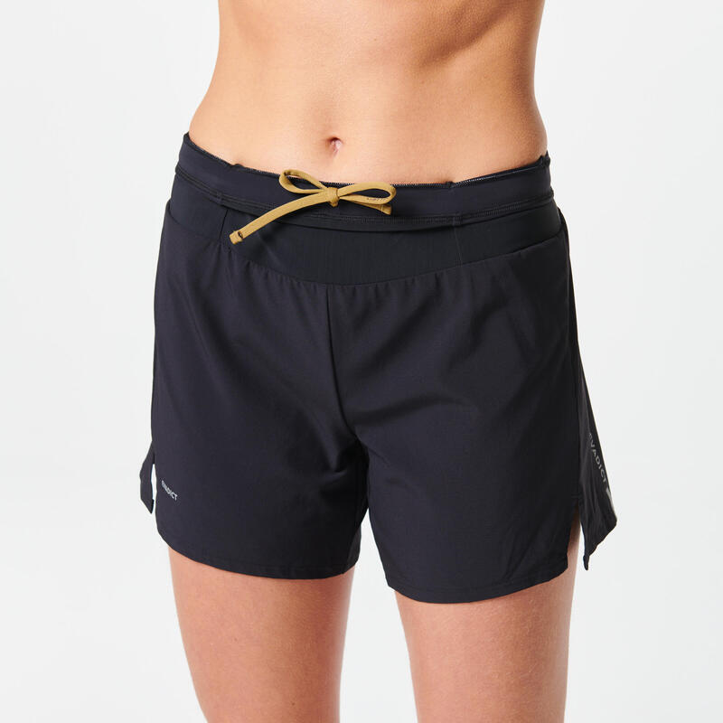 Baggy short trail running femme noir Evadict Decathlon