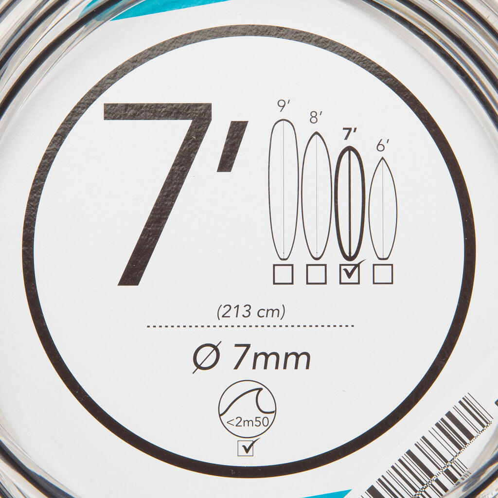 КАИШКА ЗА СЪРФ 7' (210 СМ) ДИАМЕТЪР 7 ММ, ОРАНЖЕВА.