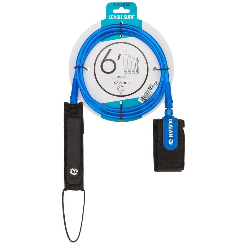 Surfařský leash 6' (183 cm) průměr 7 mm modrý