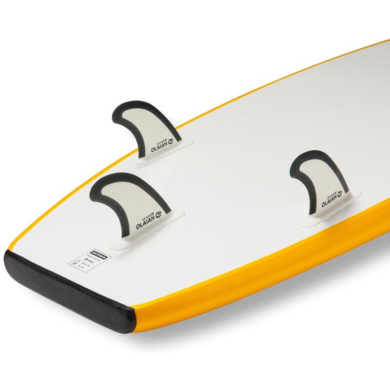 Tabla Surf Iniciacion Espuma Olaian 100 6'8. Pack tabla + leash + quillas.