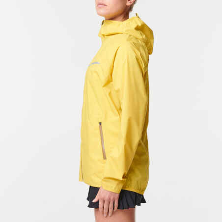 WOMEN'S TRAIL RUNNING LONG-SLEEVED WATERPROOF JACKET - YELLOW OCHRE 