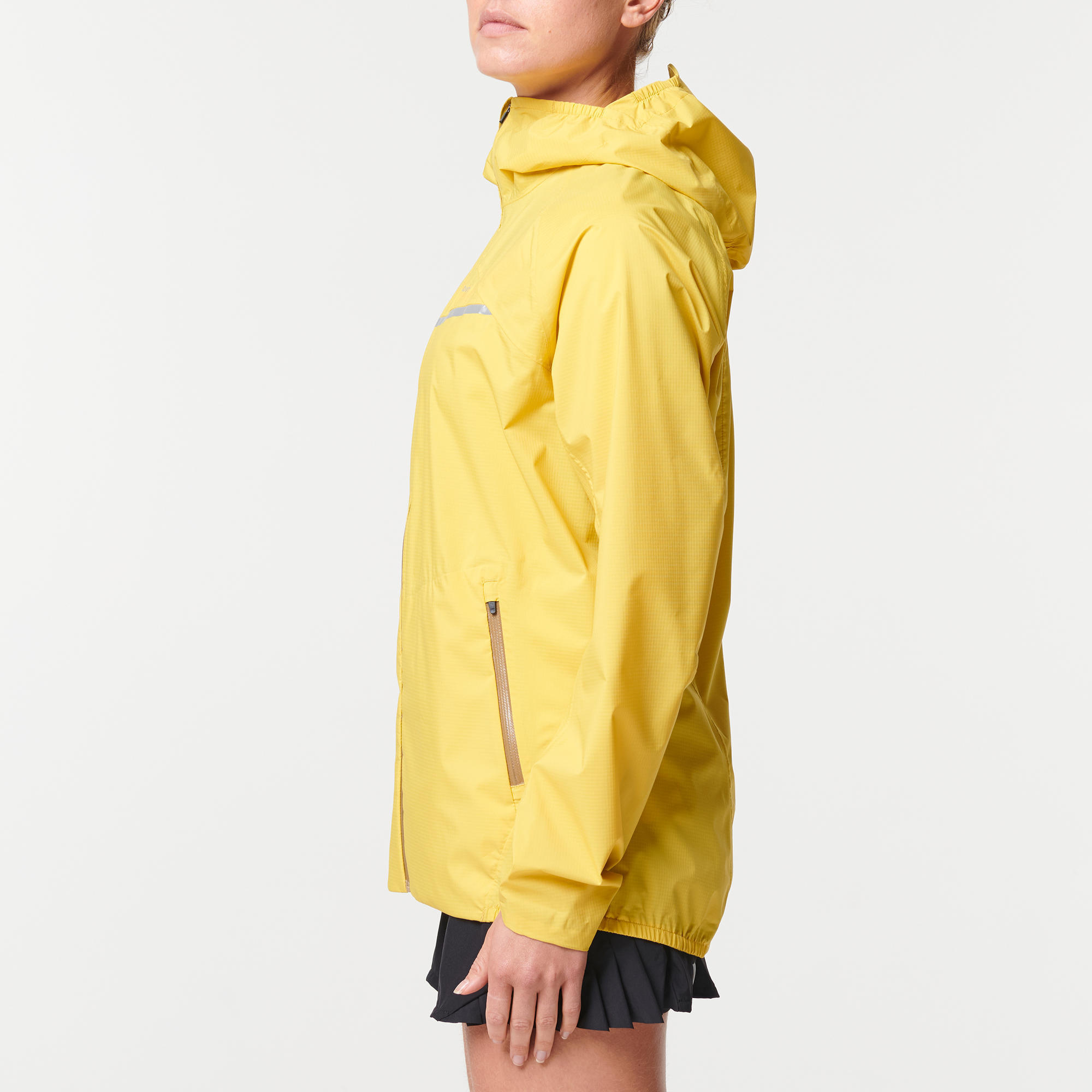 Veste impermeable de running trail running Femme KIPRUN Run 500 Rain Jaune