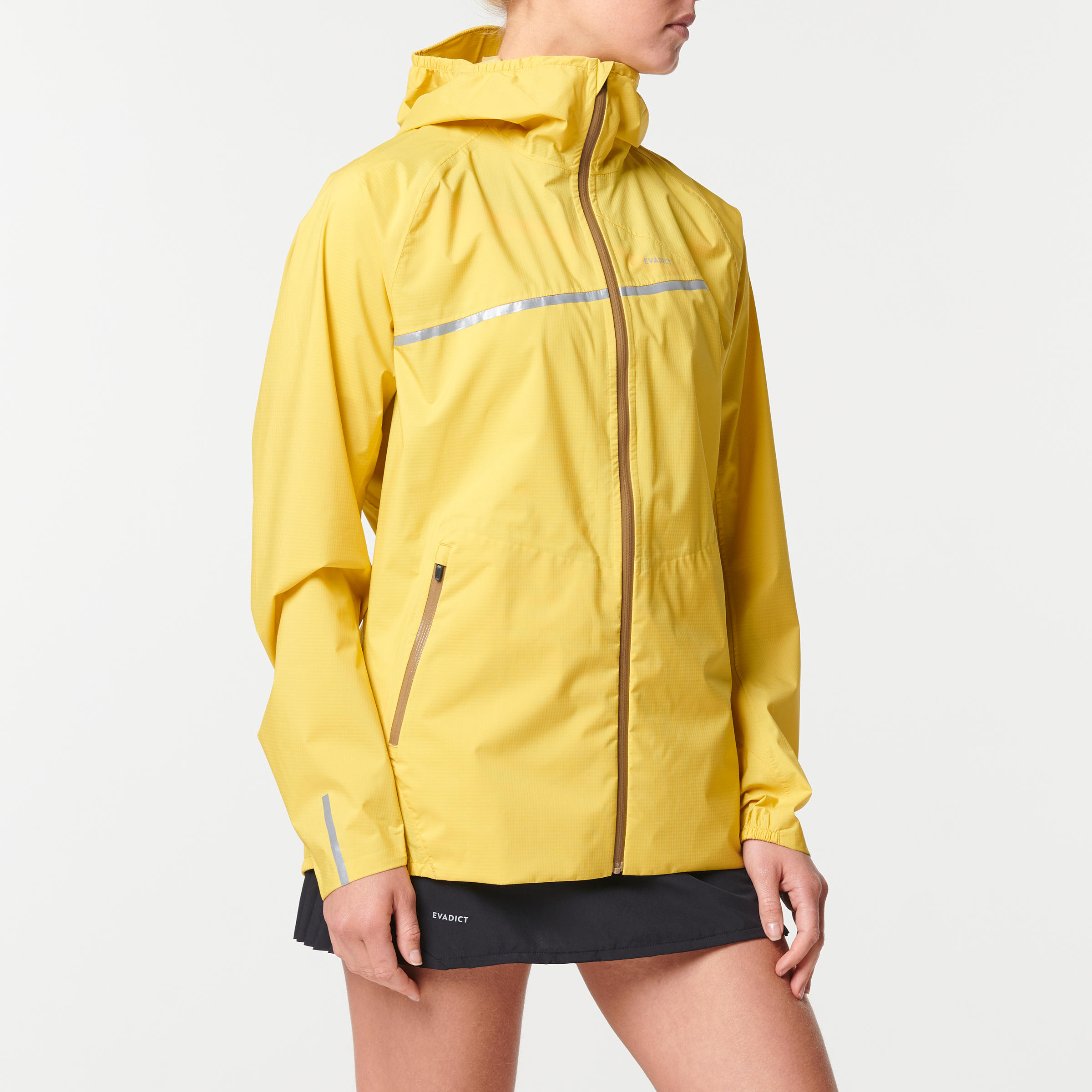 Giacca running e trail donna RUN 500 RAIN impermeabile gialla 9/11