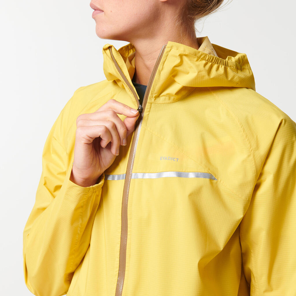 Sieviešu taku skriešanas ūdensnecaurlaidīga jaka, dzeltena/okera