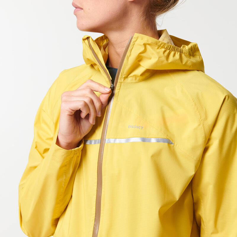 Chaqueta cortavientos trail running impermeable Mujer amarillo