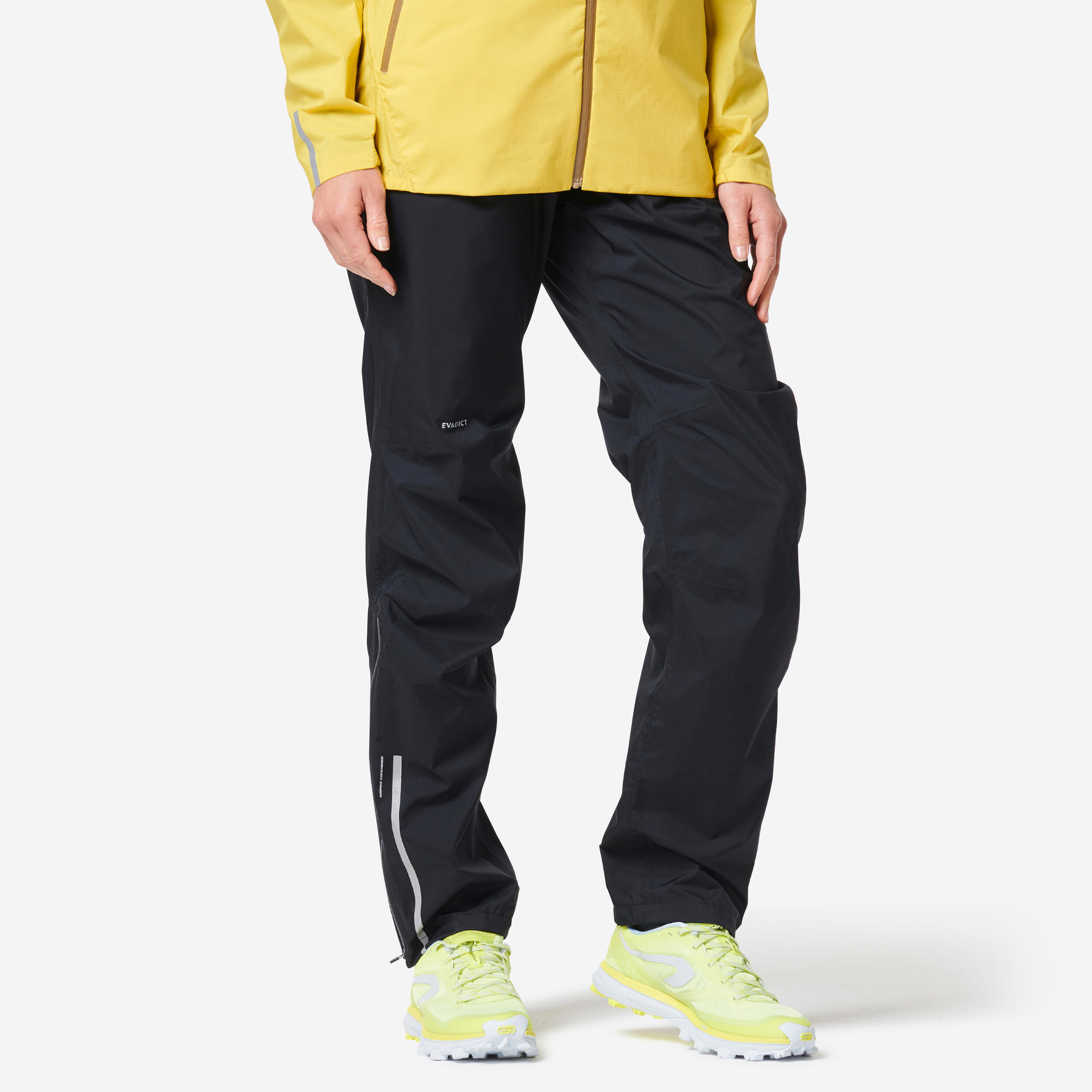 Kiprun - Pantalon Imperméable De Running & Trail Running Femme - Kiprun Run 900 Rain Noir - Pantalons - Running Trail Athletisme - Noir-vert - 38 S -