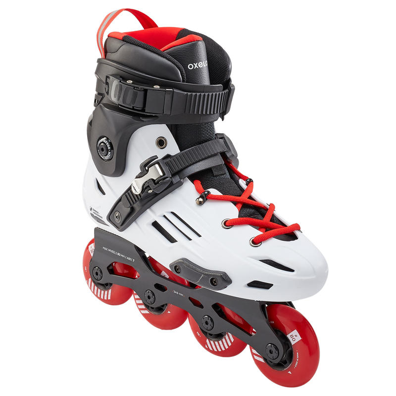 Adult Freeride Hardboot Inline Skates MF500 White/Red