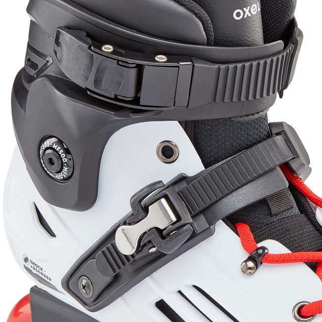 OXELO Adult Freeride Hardboot Inline Skates MF500 White/Red...