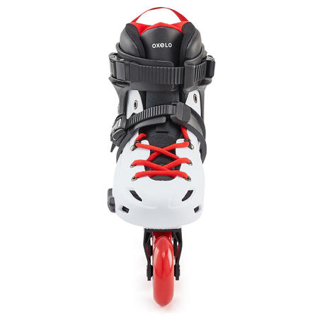 Adult Freeride Hardboot Inline Skates Mf500 White Red Decathlon