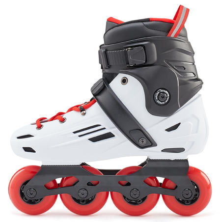 Adult Freeride Hardboot Inline Skates Mf500 White Red Decathlon