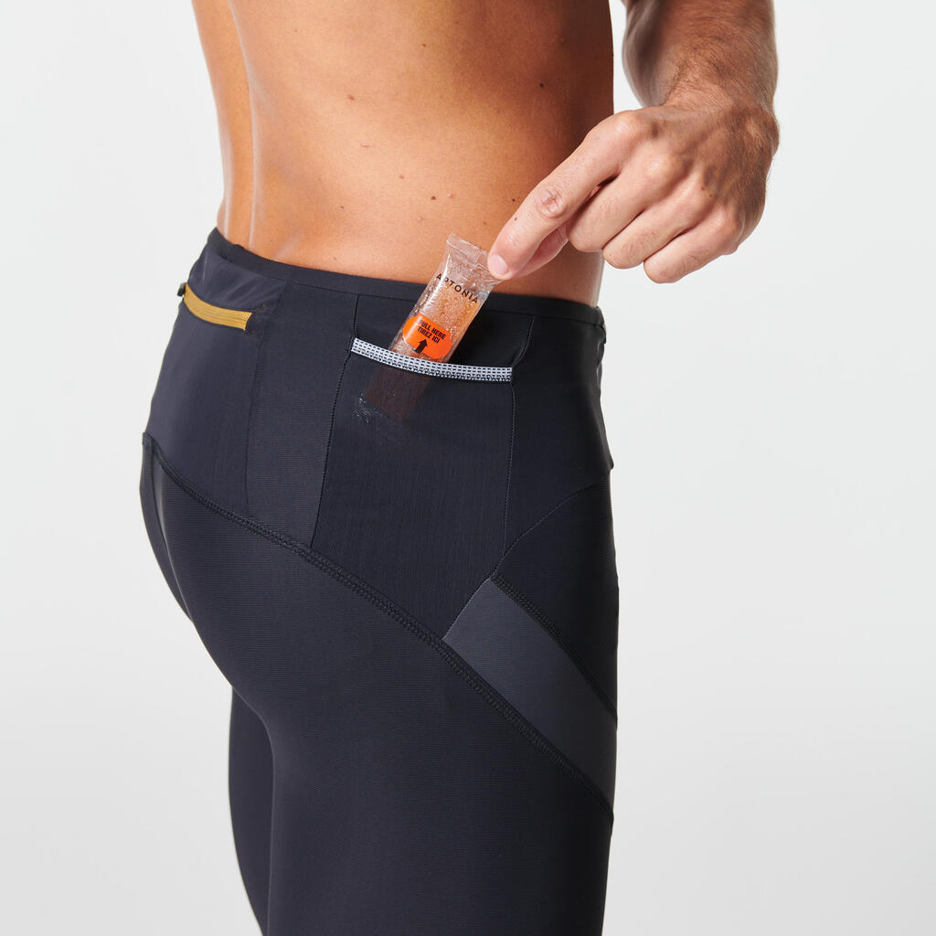 Men's Trail Running Tight Compression Shorts - black grey