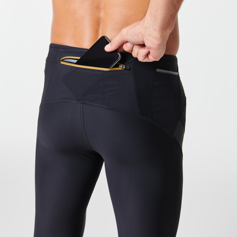 Men's Trail Running Tight Compression Shorts black grey Decathlon