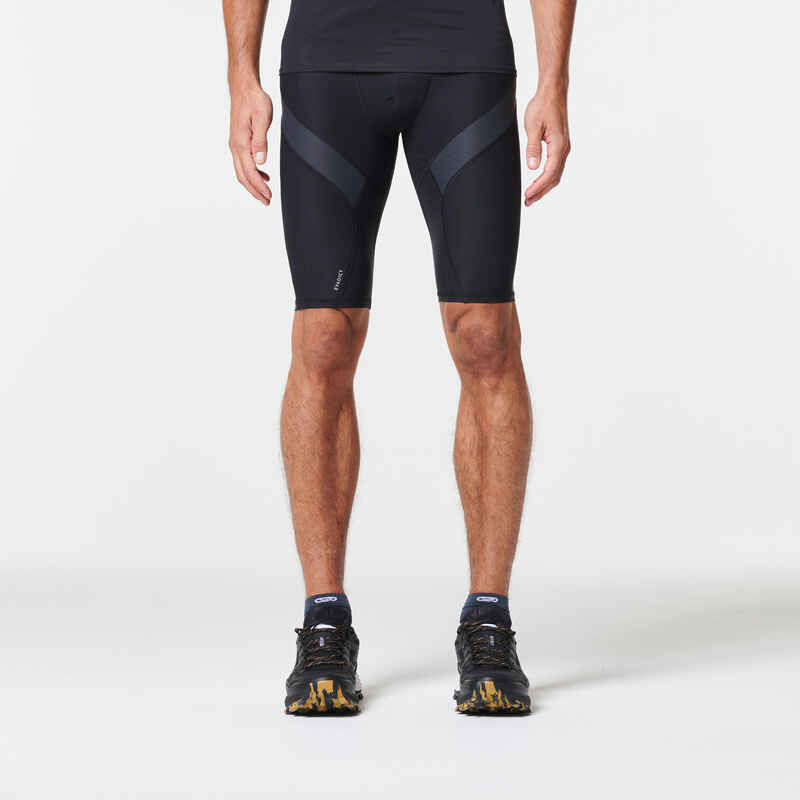 Men's Trail Running Tight Compression Shorts - Black/Grey