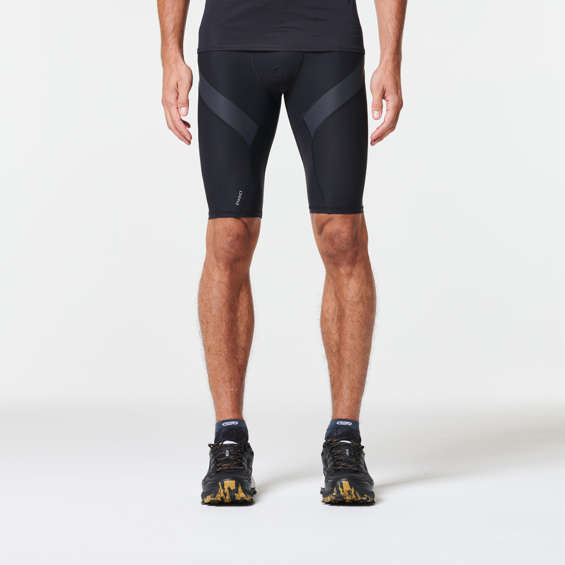 Men's Trail Running Tight Compression Shorts - black grey 6/19