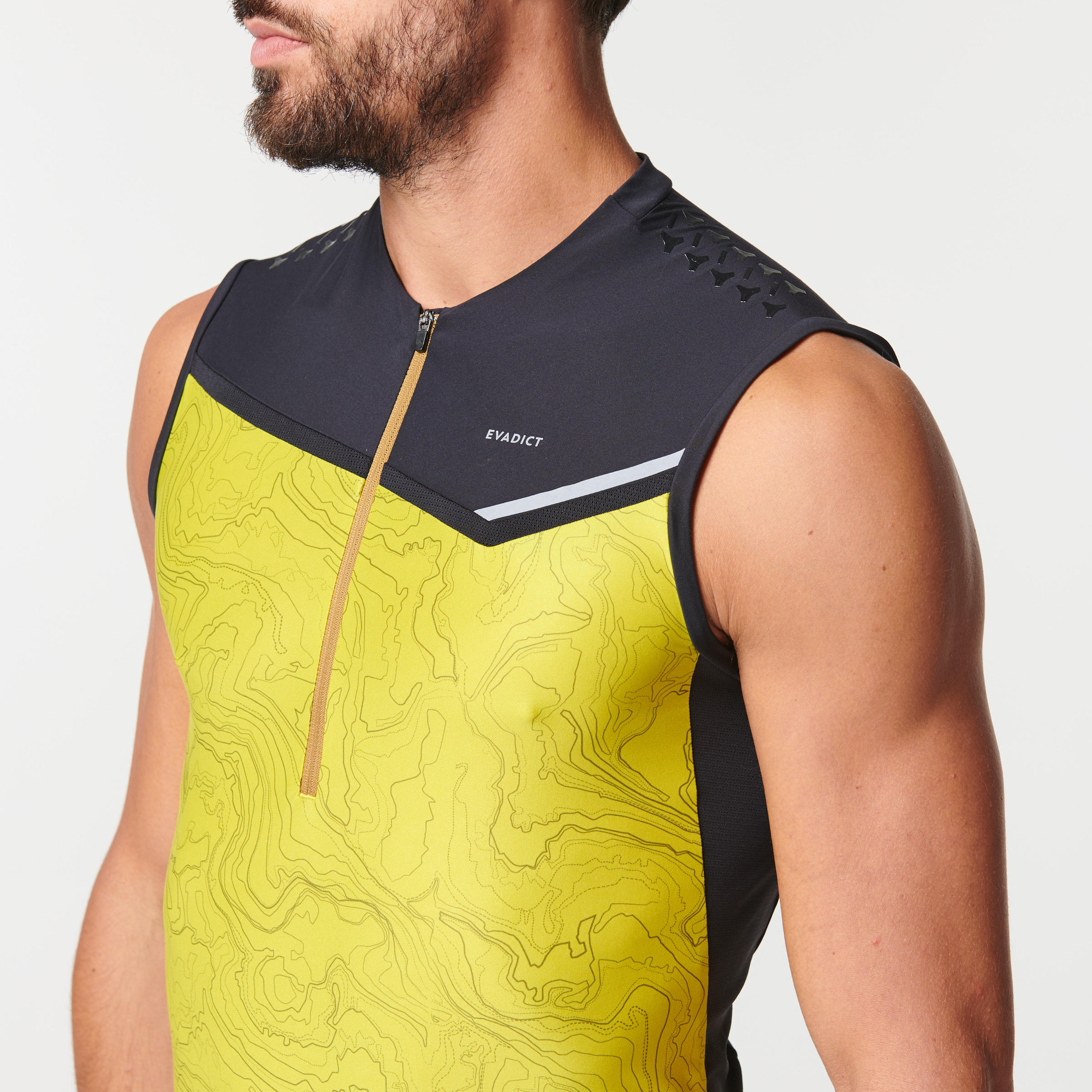MEN'S TRAIL RUNNIN SLEEVELESS ZIP TOP - YELLOW GREEN  5/18