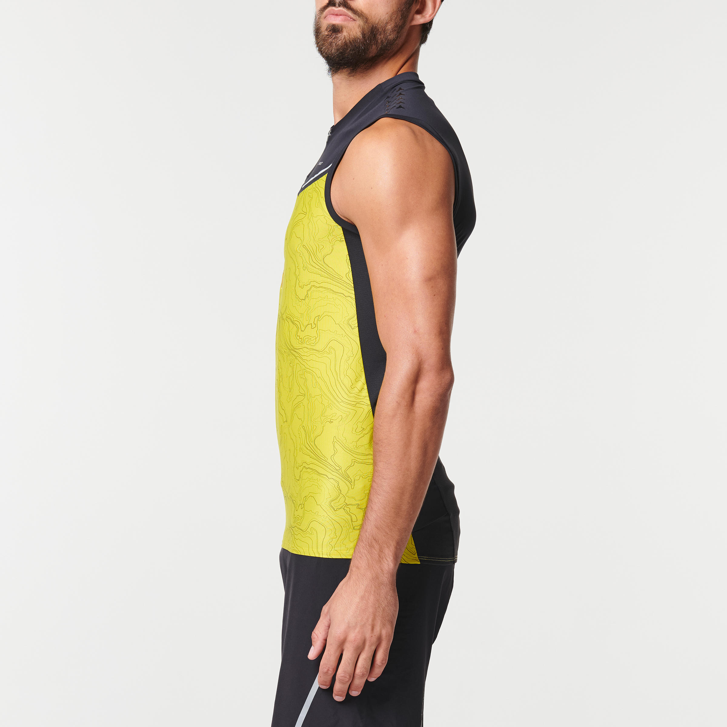MEN'S TRAIL RUNNIN SLEEVELESS ZIP TOP - YELLOW GREEN  4/18