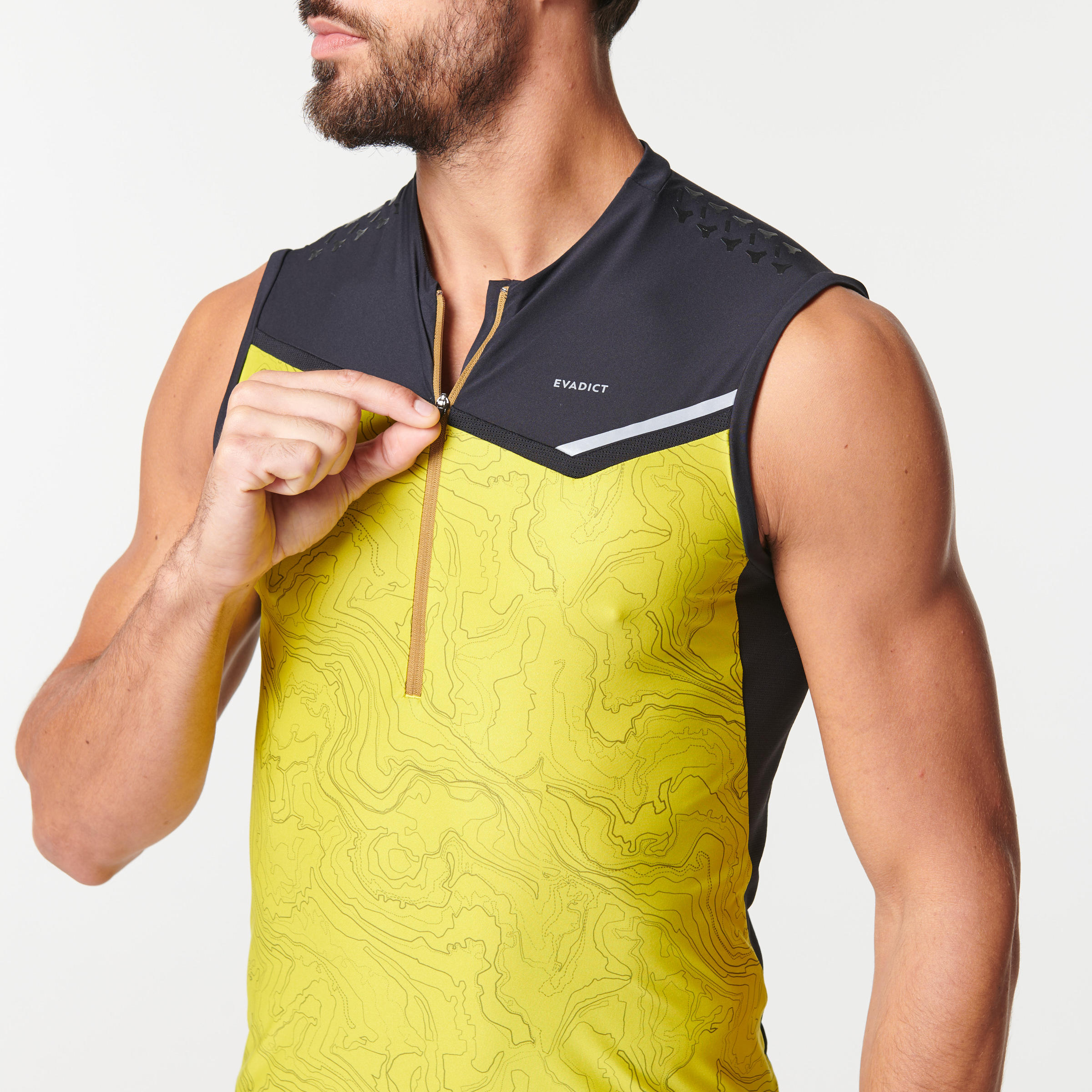 MEN'S TRAIL RUNNIN SLEEVELESS ZIP TOP - YELLOW GREEN  3/18