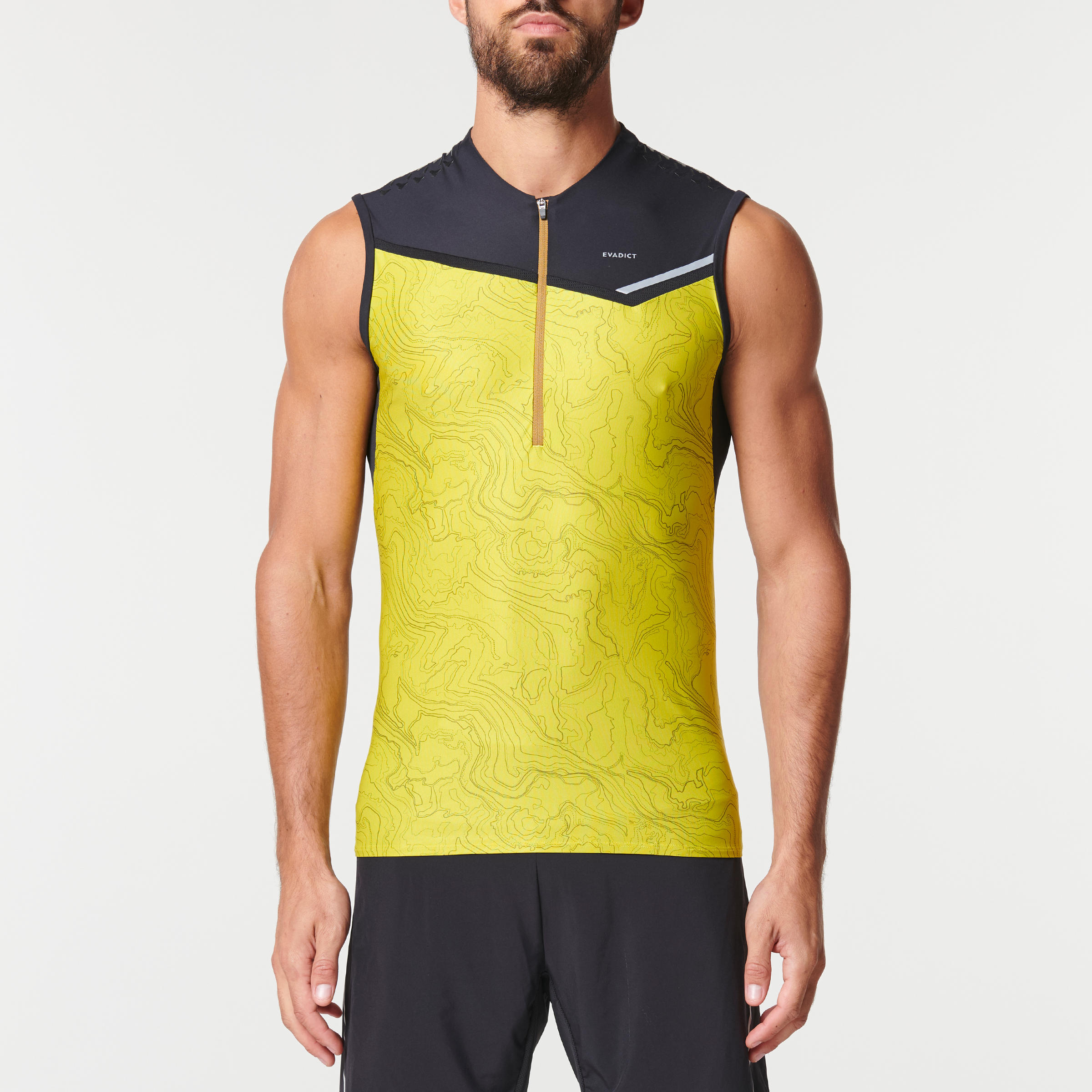 MEN'S TRAIL RUNNIN SLEEVELESS ZIP TOP - YELLOW GREEN  2/18