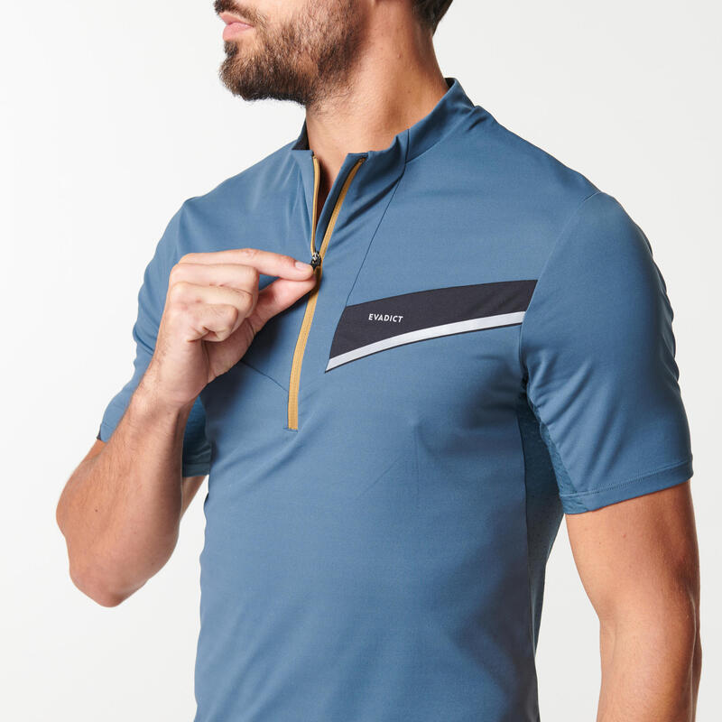 Tee shirt manches courtes trail running bleu turquoise homme Evadict