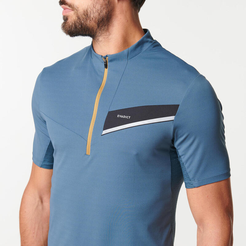 Pánské tričko na trailový běh šedo-modré 