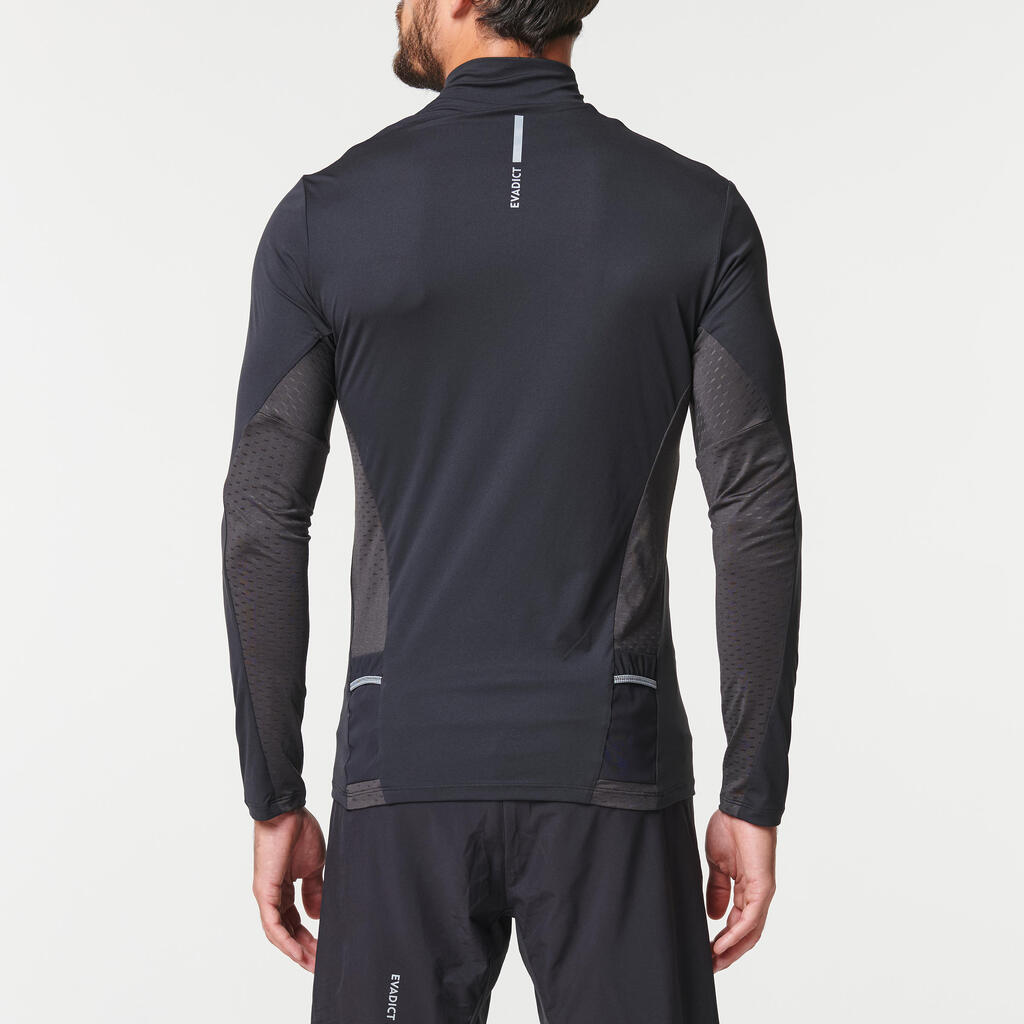 MEN'S TRAIL RUNNING LONG-SLEEVED ZIP JERSEY - BLACK/BRONZE 