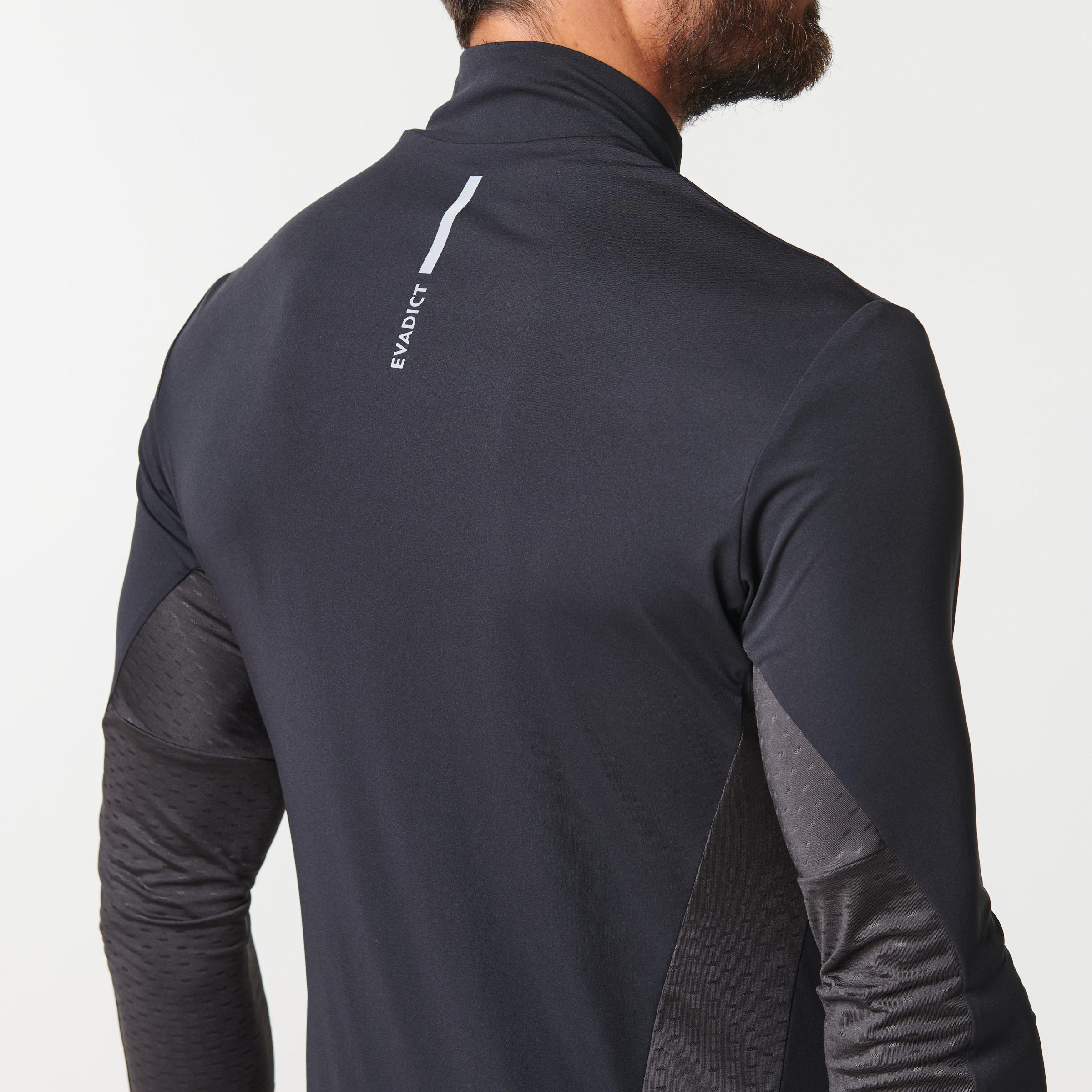 MEN'S TRAIL RUNNING LONG-SLEEVED ZIP JERSEY - BLACK/BRONZE  4/9