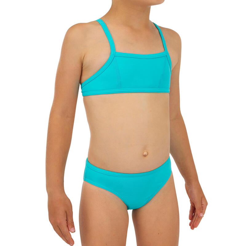 maillot de bain 2 pièces SURF FILLE BRASSIERE TURQUOISE BALI 100