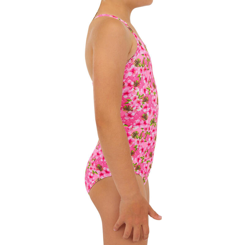 Dívčí plavky jednodílné Hanalei 100 růžové fluorescenční